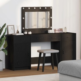 Set da toeletta in 3 pezzi con led in legno nero