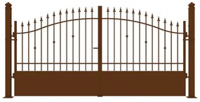 Cancello manuale battente Civetta in ferro, apertura centrale, L 358.5, H 150-180 cm, di colore ruggine