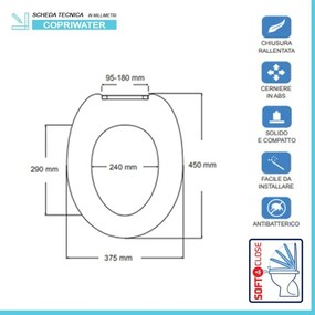 Sedile wc universale chiusura soft close bianco in polipropilene