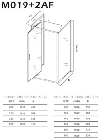 Box Doccia Cristallo 6mm 3 lati 2 fisso piu' Porta rototraslante reversibile (trasparente/opaco) 90x60x90xh190 cm trasparente