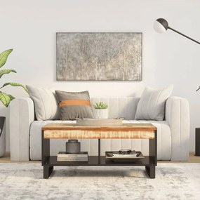 Tavolino Da Salotto 90x50x40 Cm İn Legno Massello Di Recupero /