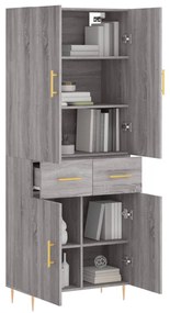 Credenza Grigio Sonoma 69,5x34x180 cm in Legno Multistrato