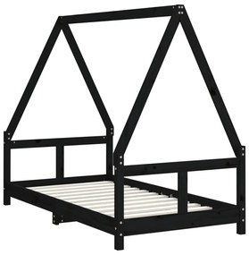 Giroletto per bambini nero 80x160 cm in legno massello di pino