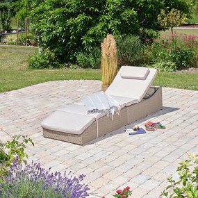 Lettino da giardino in rattan bianco/beige Akland - Bonami Selection