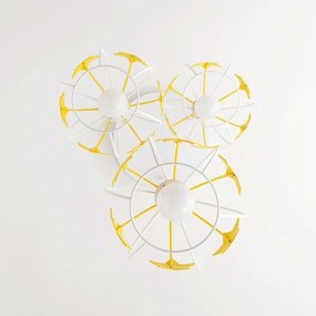 Lampadario a sospensione per bambini STARS 3xE27/15W/230V giallo/bianco