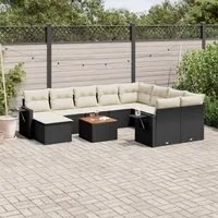 Set Divani da Giardino 11 pz con Cuscini in Polyrattan Nero 3224852