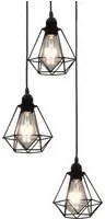 Lampadario con Design Diamante Nero 3 Lampadine E27 cod mxl 77602