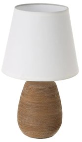 Lampada da tavolo in ceramica marrone con paralume in tessuto (altezza 27,5 cm) - Casa Selección