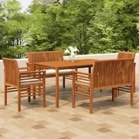 Set da Pranzo per Esterni 5pz con Cuscini Legno Massello Acacia 3120459