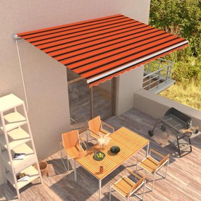 Tenda Da Sole Retrattile Manuale 450x300 Cm Arancione E Marrone /