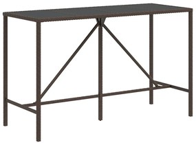 Tavolo bar con piano in vetro marrone 180x70x110 cm polyrattan