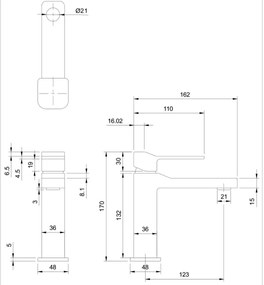 OMNIRES SL7710CR - Rubinetto del lavandino SLIDE 17 cm cromo lucido