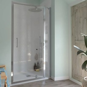 Porta doccia battente Bilbao L 120 x H 190cm, Sp. 6 mm in vetro vetro senza finitura / trasparente profilo cromo
