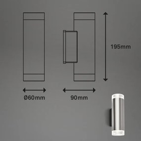 Brilo - Applique a LED da esterno 2xGU10/4,7W/230V IP44 4000K cromo opaco