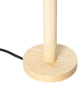 Lampada da tavolo in legno con paralume ovale in lino bianco 25cm - Mels