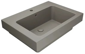 Lavabo a incasso e d'appoggio rettangolare vasca centrale Alaqua L 70 x H 25 x P 21 cm in ceramica beige opaco