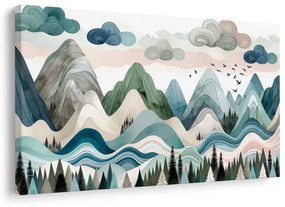 Quadro su tela – Paesaggio montano colorato con foresta