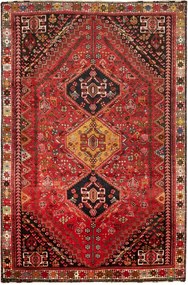 Shiraz Tappeto 180 x 270 Rosso (Iran) Annodato A Mano