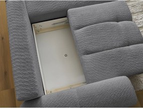 Divano angolare grigio allungabile/con contenitore (con penisola a destra/con chaise lounge) con rivestimento in bouclé Roxelane – Bobochic Paris