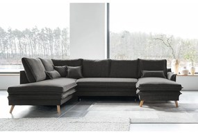 Divano letto angolare grigio scuro (angolo sinistro/"U") Charming Charlie - Miuform