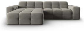 Divano angolare in velluto grigio (angolo sinistro) Kendal - Micadoni Home