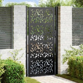 Cancello Giardino Nero 105x205 Cm İn Acciaio Design A Foglia /