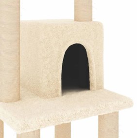 Albero per gatti con tiragraffi in sisal crema 105 cm