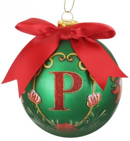 Pallina Natale lettera P 10 cm Royal Garden