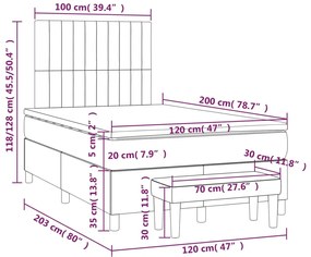 Giroletto a Molle con Materasso Grigio Scuro 120x200 cm Velluto