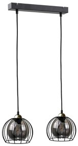 Lampadario a sospensione con filo SOLO BLACK 2xE27/60W/230V nero/oro