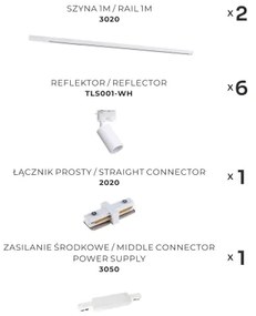 Zuma Line 3046 - Faretto per sistema a binario TUBE 6xGU10/35W/230V bianco