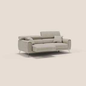 Caravaggio divano con sedute allungabili e poggiatesta reclinabili in tessuto impermeabile T02 panna