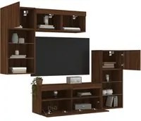 Mobili TV a Muro con LED 5pz Rovere Marrone Legno Multistrato 3216731