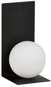 Applique Minimal 1 Luce Indiretta Agni Con Base In Acciaio Nero E Vetro Opale