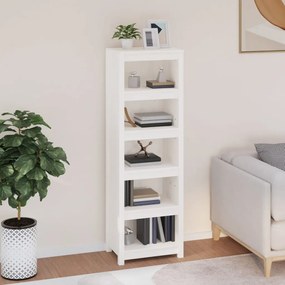 Libreria bianca 50x35x154 cm in legno massello di pino