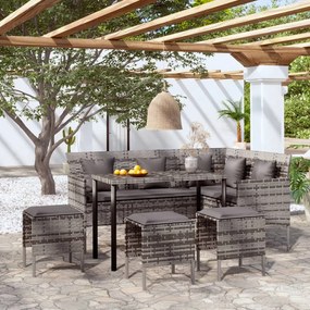 Set divano a l con cuscini 5 pz grigio in polyrattan