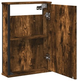 Mobile bagno specchio rovere fumo 42x12x60 cm legno multistrato