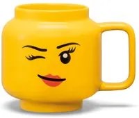 Tazza ragazza occhiolino in ceramica gialla Lego