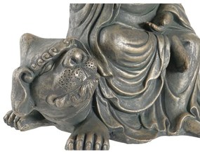 Statua Decorativa DKD Home Decor Fibra di Vetro Dorato Buddha Grigio scuro (38 x 25 x 43 cm) (38 cm) (38 x 25 cm)