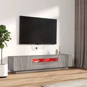 Set mobili tv 2 pz con luci led grigio sonoma legno multistrato