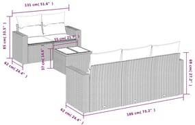 Set divano da giardino 6 pz con cuscini nero in polyrattan