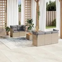 Set Divano da Giardino 6 pz con Cuscini Beige in Polyrattan 3223483