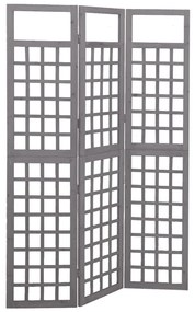 Divisorio A 3 Pannelli İn Legno Di Abete Grigio 121x180 Cm /