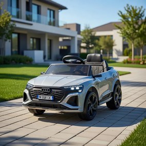 Macchina Elettrica per Bambini 12V Licenza Ufficiale Audi SQ8 E-Tron con Telecomando e Sedile Pelle Grigio...