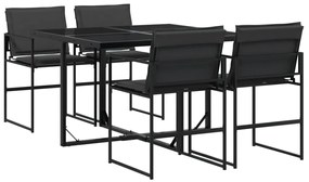 Set da pranzo da giardino con cuscini nero in textilene