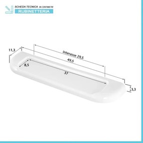 Mensola bagno a muro 50 cm in ABS bianco Gioia