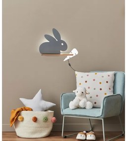 Applique LED per bambini con mensola RABBIT LED/4W/230V grigio/bianco/legno