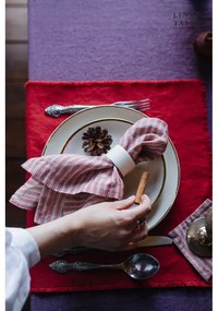 Sottobicchieri di colore rosso-naturale in set di 4 pezzi Red Natural Stripes - Linen Tales