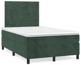 Letto A Molle Con Materasso E Led Verde Scuro 120x190cm Velluto /
