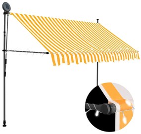 Tenda Da Sole Retrattile Manuale Led 300 Cm Bianca E Arancione /